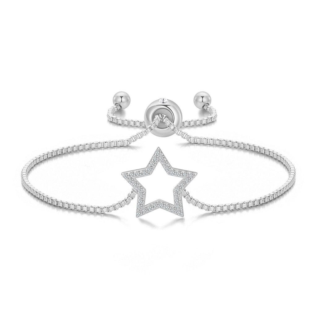 Silver Plated Star Friendship Slider Bracelet Created with Zircondia® Crystals