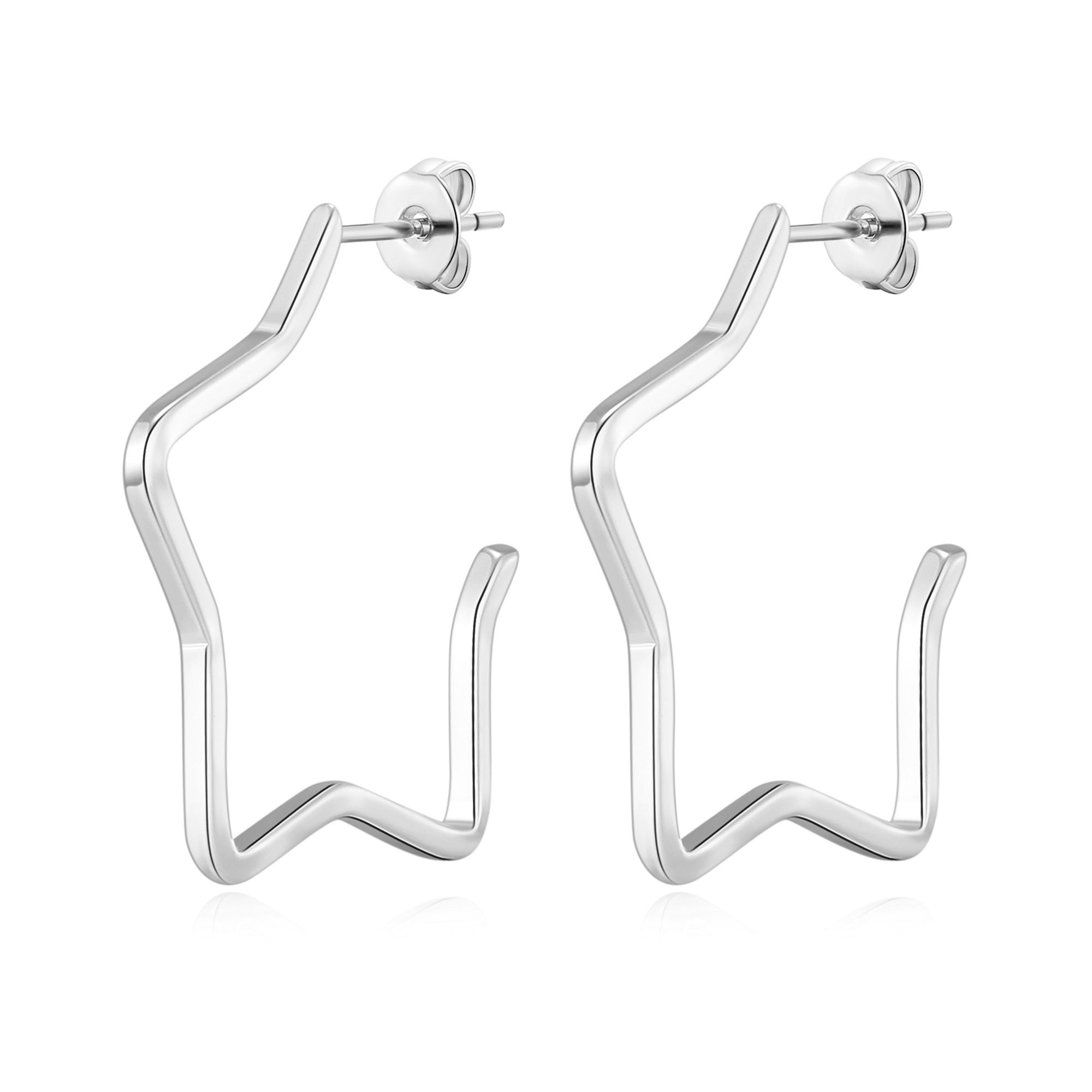 Silver Plated Star Hoop Earrings