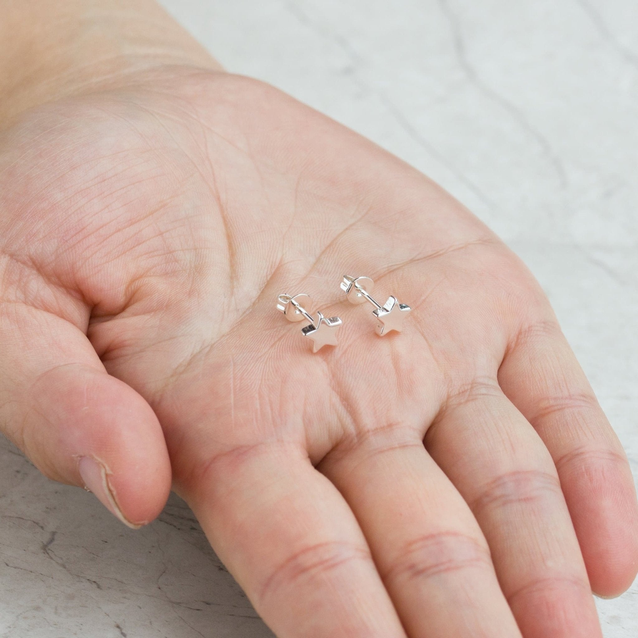 Silver Plated Star Stud Earrings
