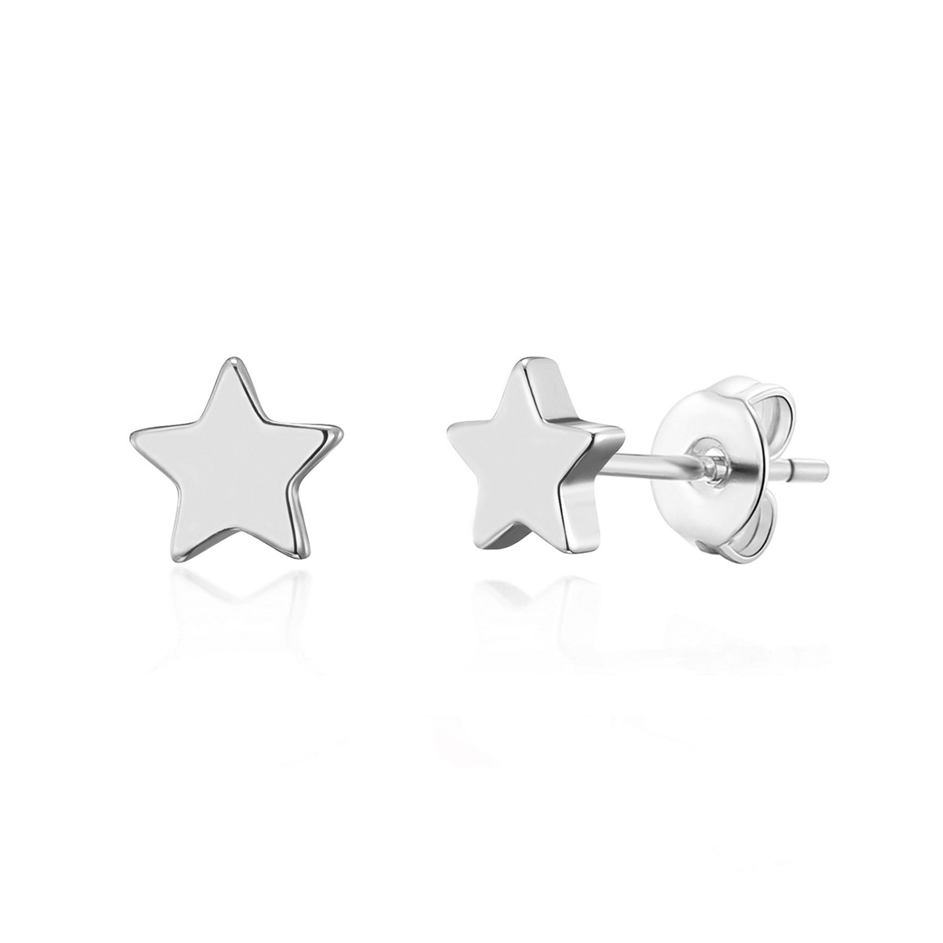 Silver Plated Star Stud Earrings