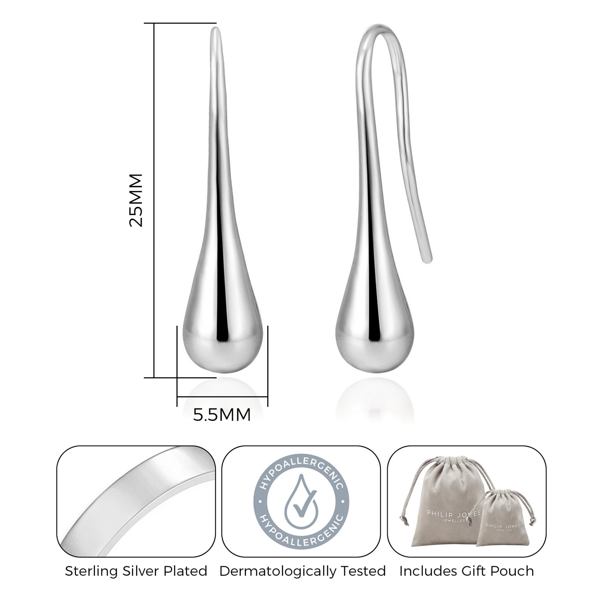 Silver Plated Teardrop Earrings