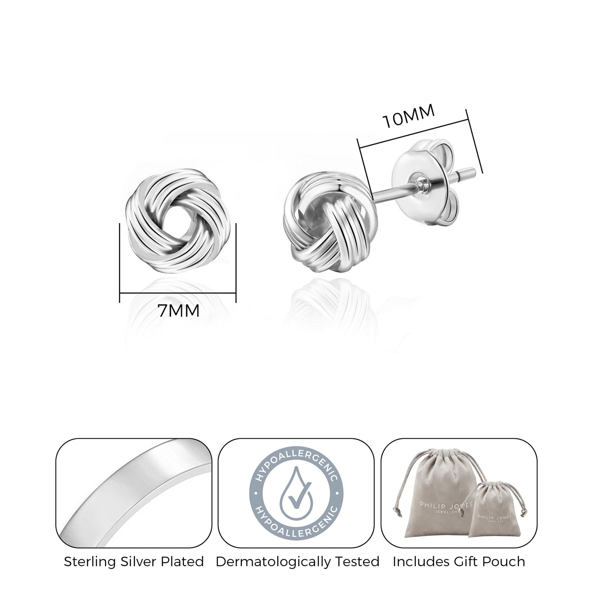 Silver Plated Love Knot Earrings with Quote Card