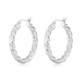 Silver Plated Thick Twisted Hoop Earrings