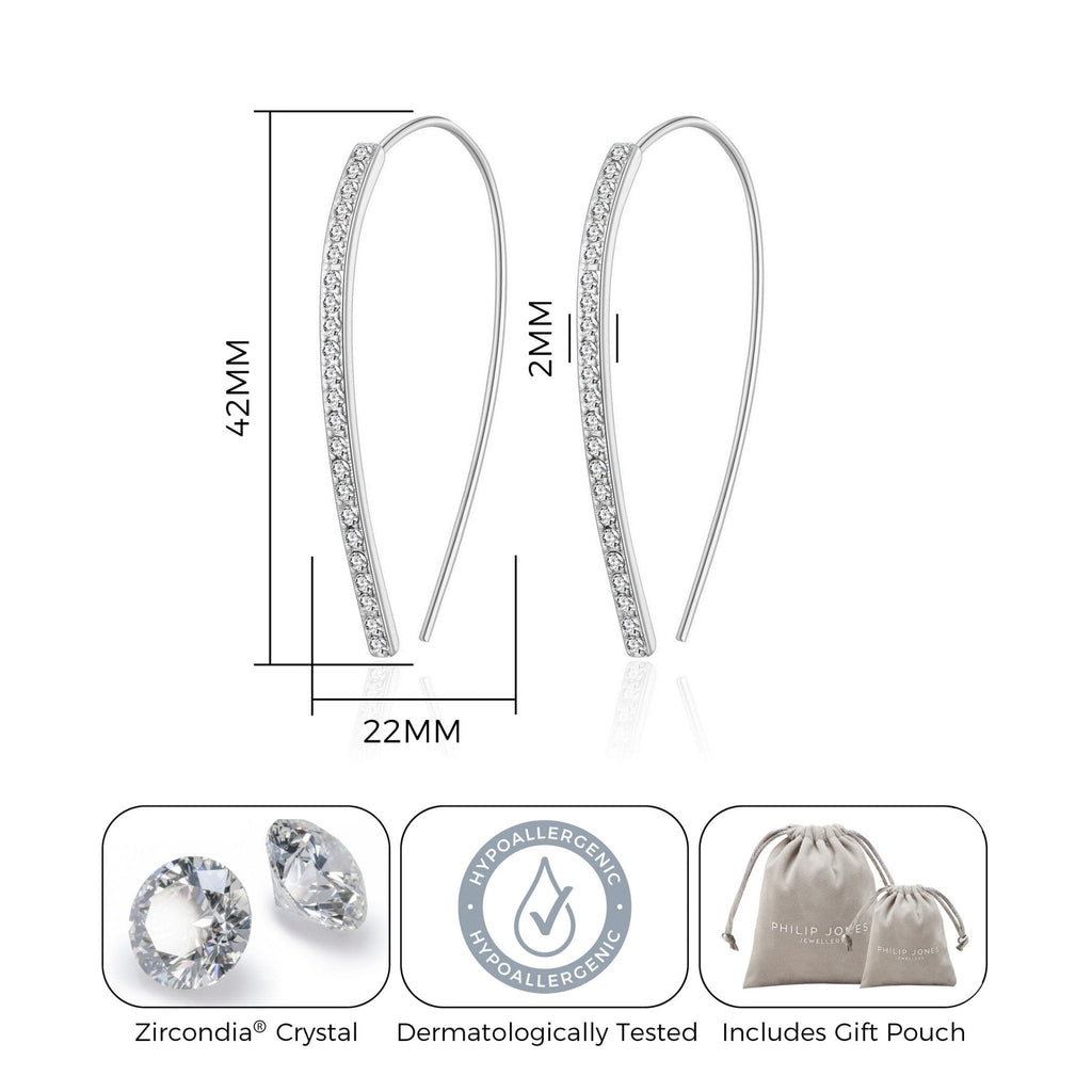 Silver Plated Thread Earrings Created with Zircondia® Crystals