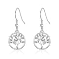 Silver Plated Tree of Life Drop Earrings Created with Crystals from Zircondia®