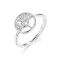 Silver Plated Adjustable Tree of Life Ring Created with Zircondia® Crystals