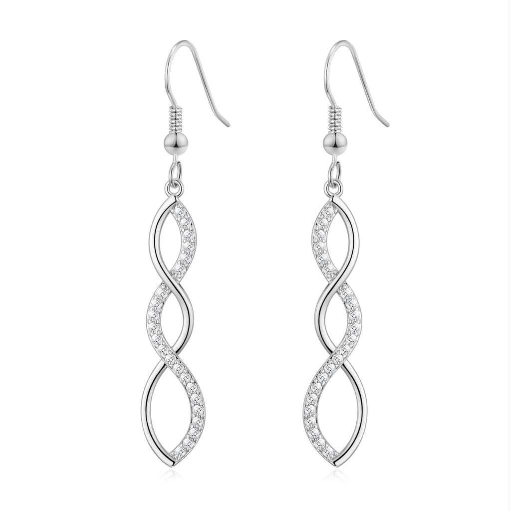 Silver Plated Twist Drop Earrings Created with Zircondia® Crystals