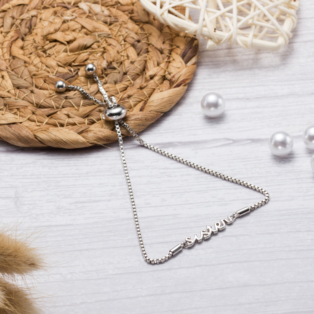 Silver Plated Sister Bracelet Created with Zircondia® Crystals with Gift Box