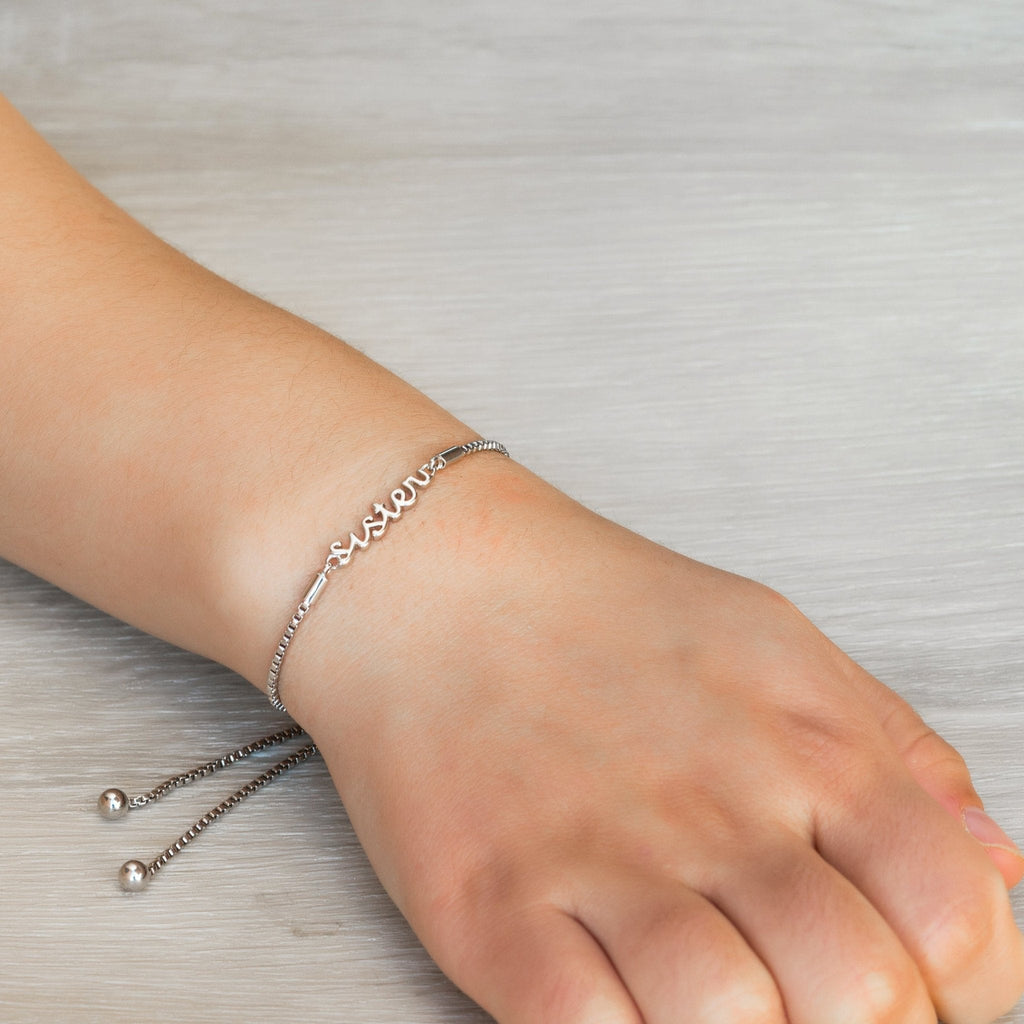 Sister Bracelet with Quote Card Created with Zircondia® Crystals