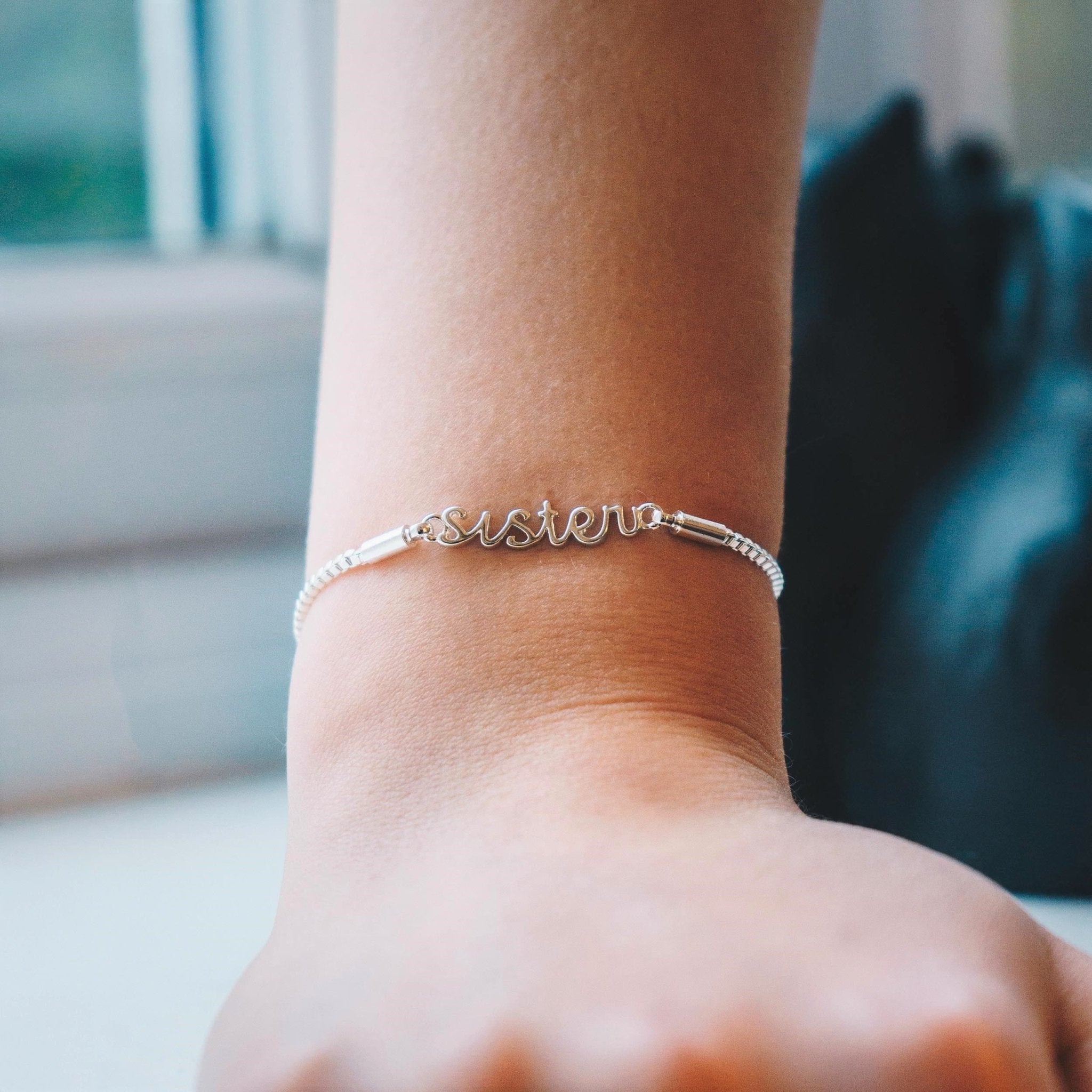 Sister Bracelet with Quote Card Created with Zircondia® Crystals