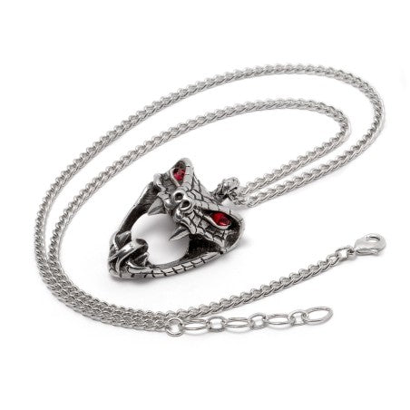 Snake Necklace Red Crystal Gothic Pewter Alchemy