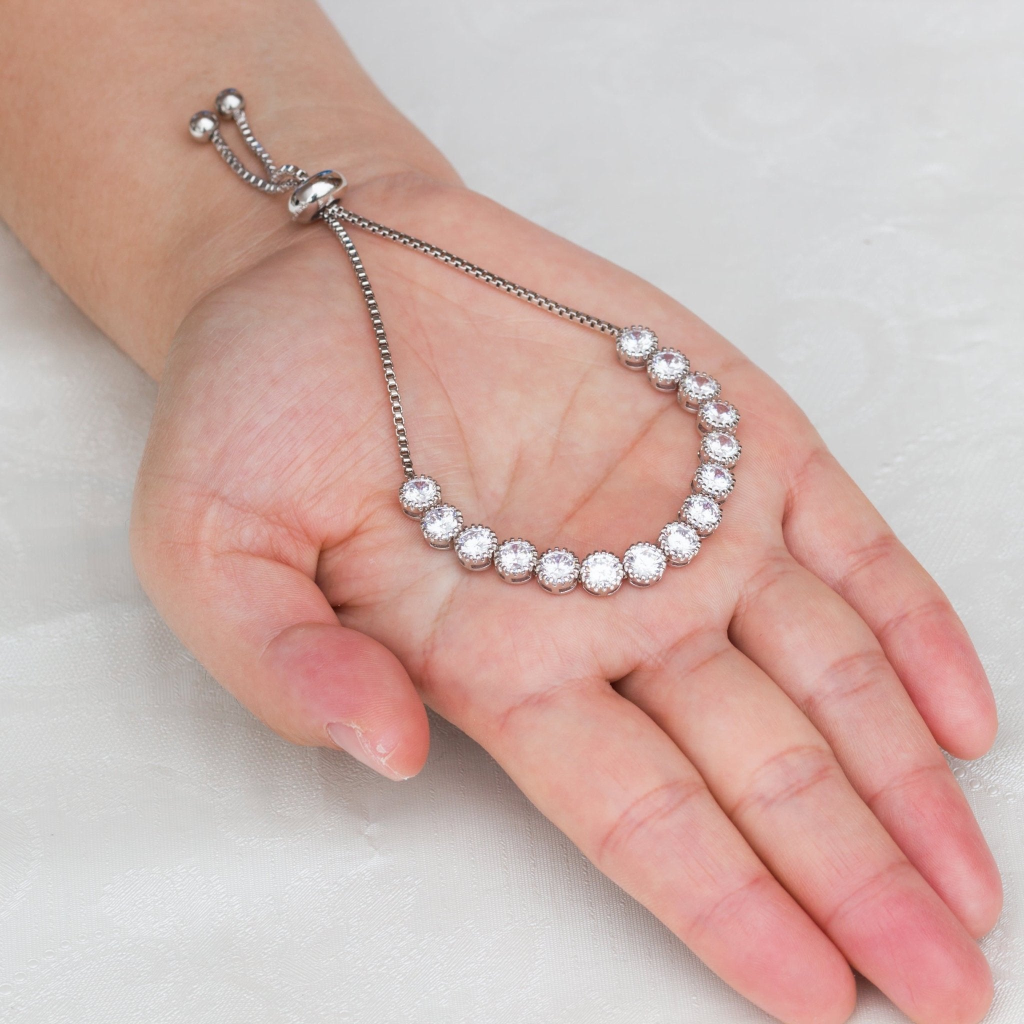 Solitaire Crystal Friendship Slider Bracelet with Zircondia® Crystals