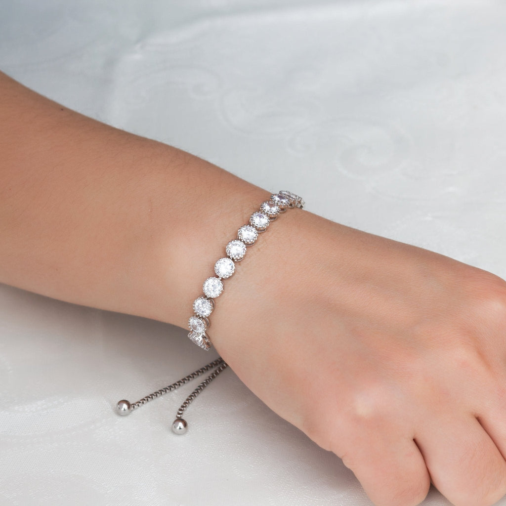 Solitaire Crystal Friendship Slider Bracelet with Zircondia® Crystals