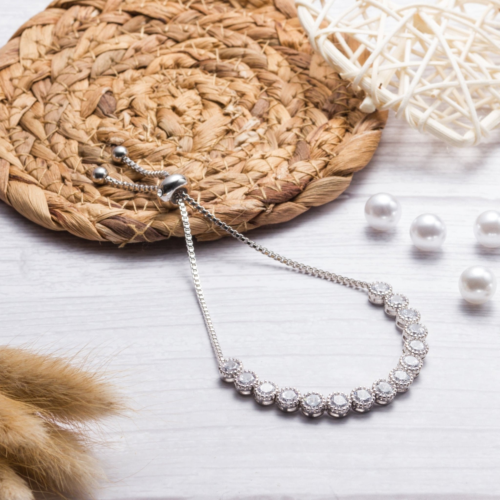 Solitaire Crystal Friendship Slider Bracelet with Zircondia® Crystals
