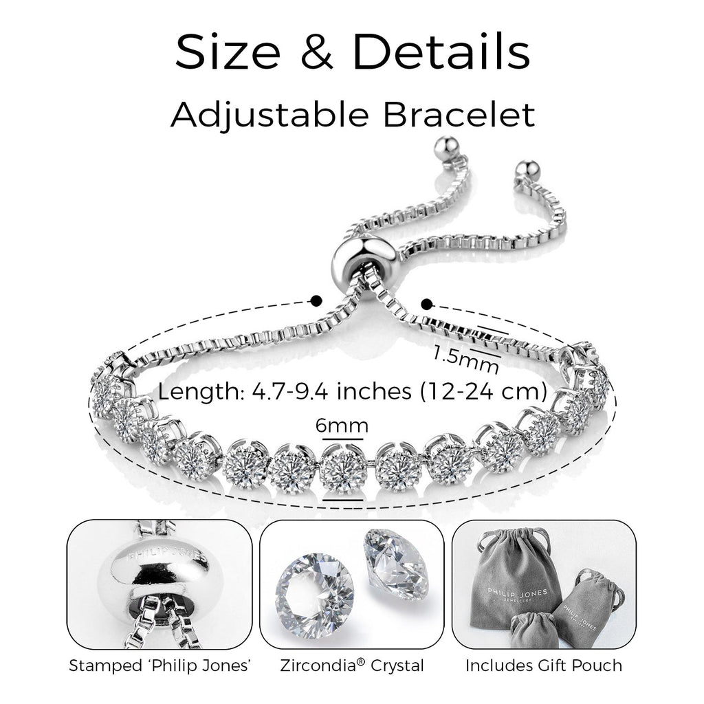 Solitaire Crystal Friendship Slider Bracelet with Zircondia® Crystals
