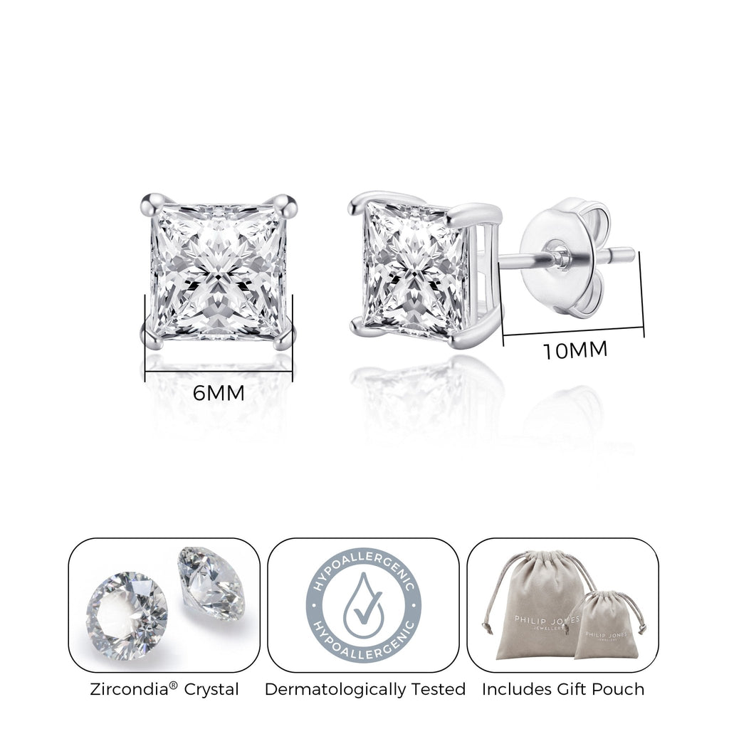 Square Earrings Created with Zircondia® Crystals
