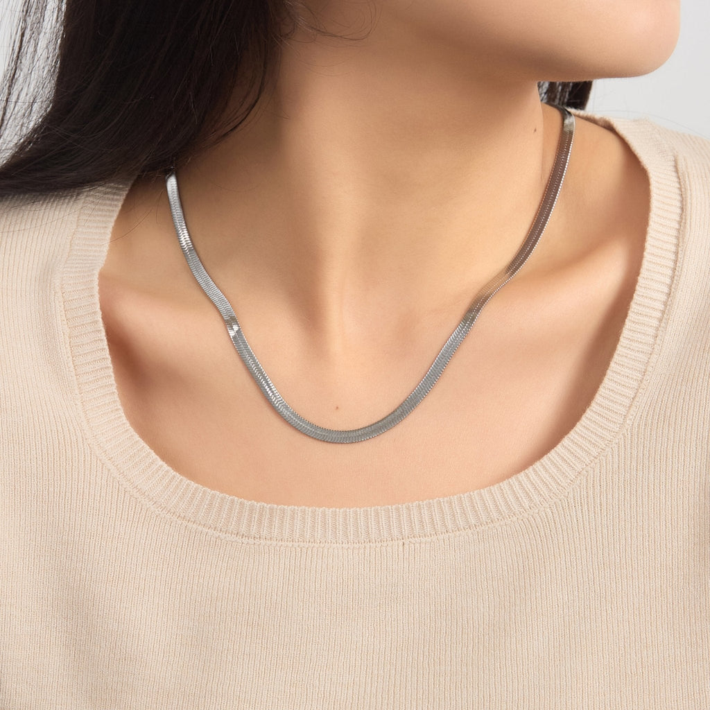 Stainless Steel Herringbone Flat Snake Chain 16" 18" 20" Inch Necklace