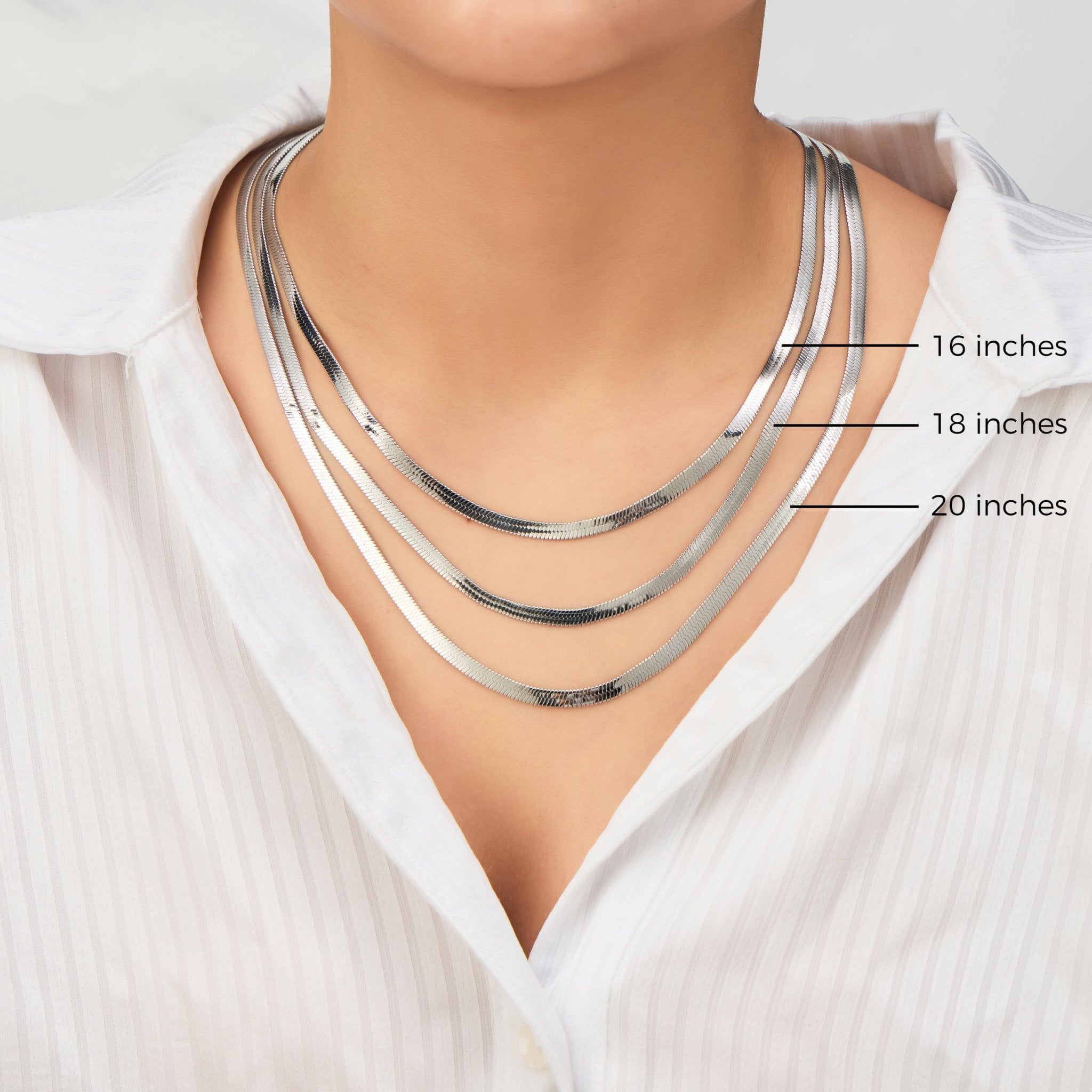 Stainless Steel Herringbone Flat Snake Chain 16" 18" 20" Inch Necklace