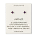 Sterling Silver Amethyst Gemstone Earrings with Quote Card