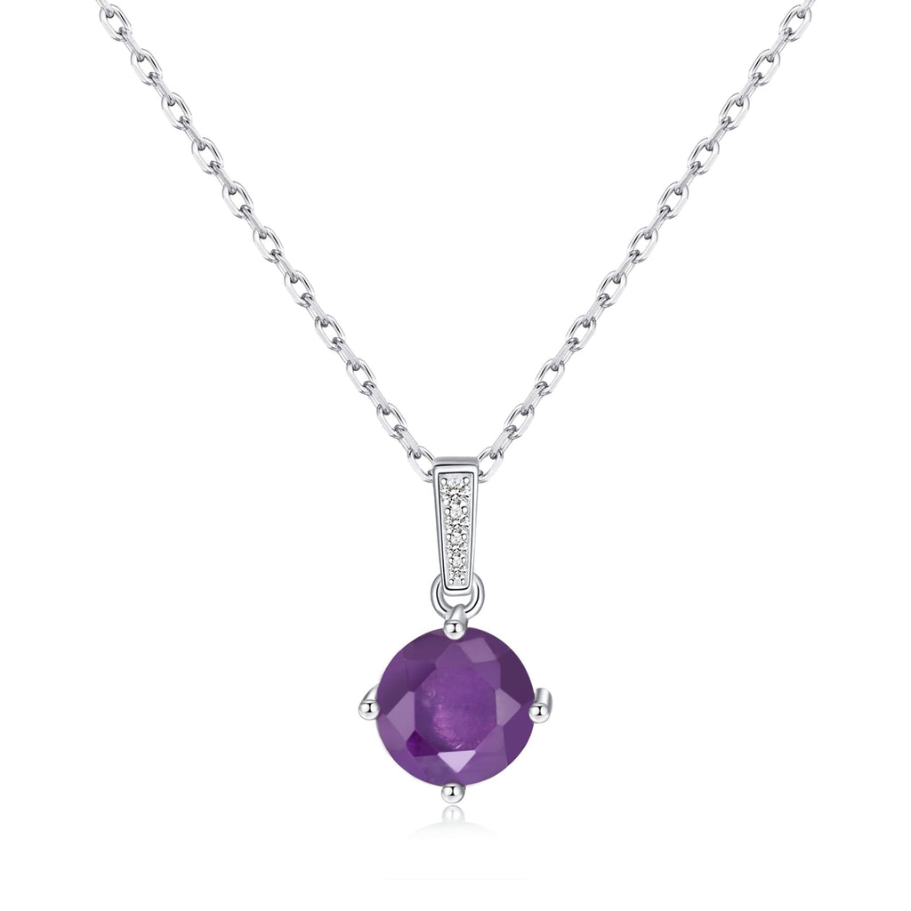 Sterling Silver Amethyst Gemstone Necklace with Quote Card