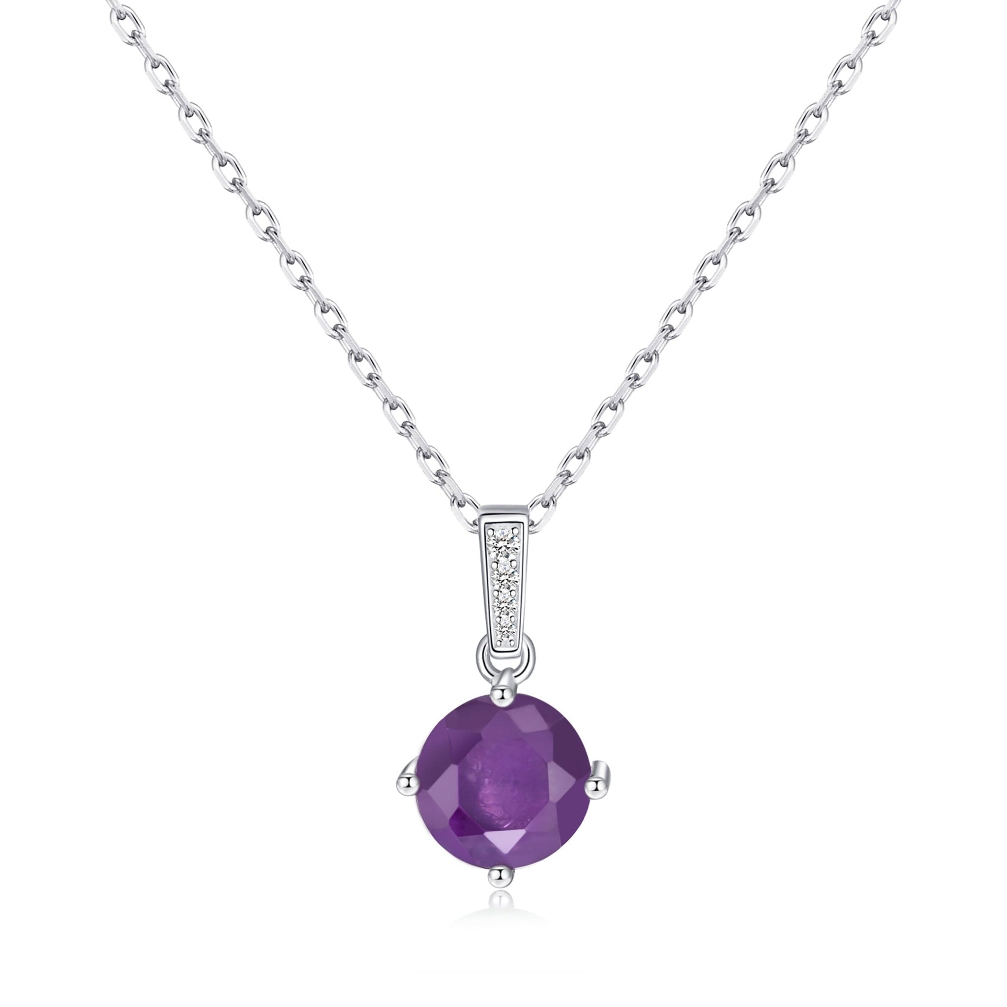 Sterling Silver Amethyst Gemstone Necklace with Quote Card