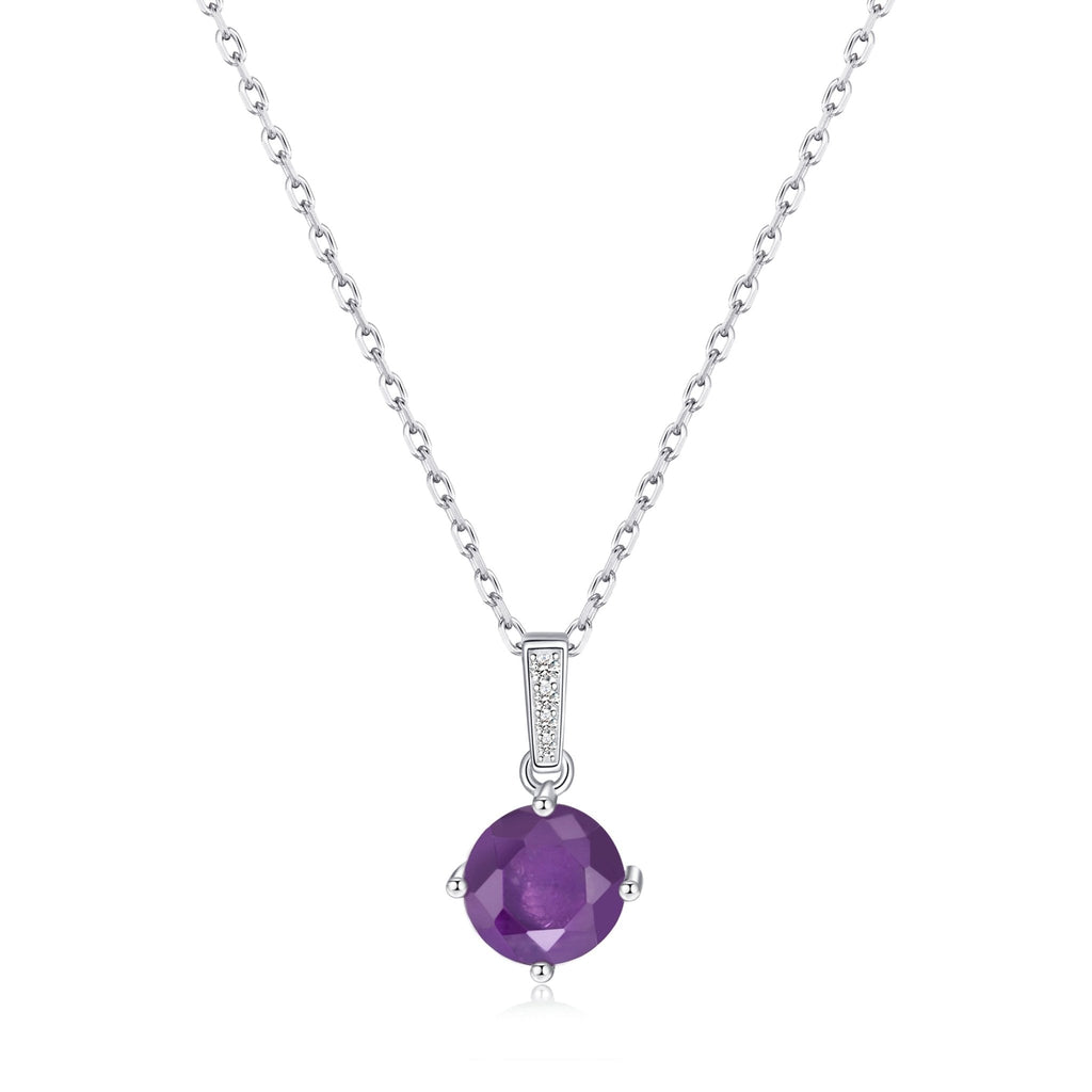 Sterling Silver Amethyst Gemstone Necklace with Quote Card