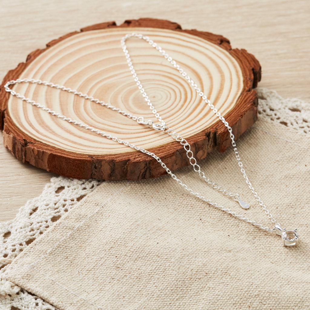 Sterling Silver April (Diamond) Birthstone Necklace Created with Zircondia® Crystals