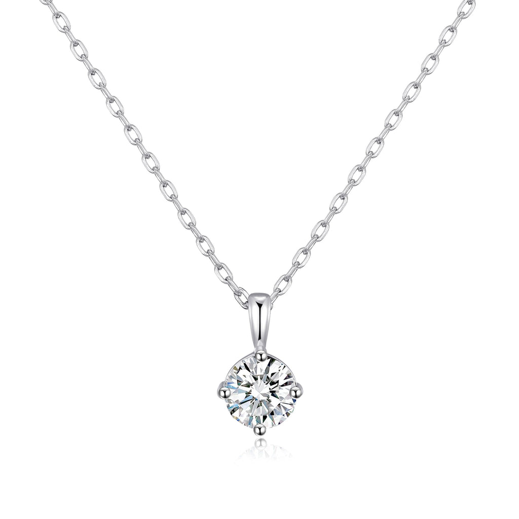 Sterling Silver April (Diamond) Birthstone Necklace Created with Zircondia® Crystals