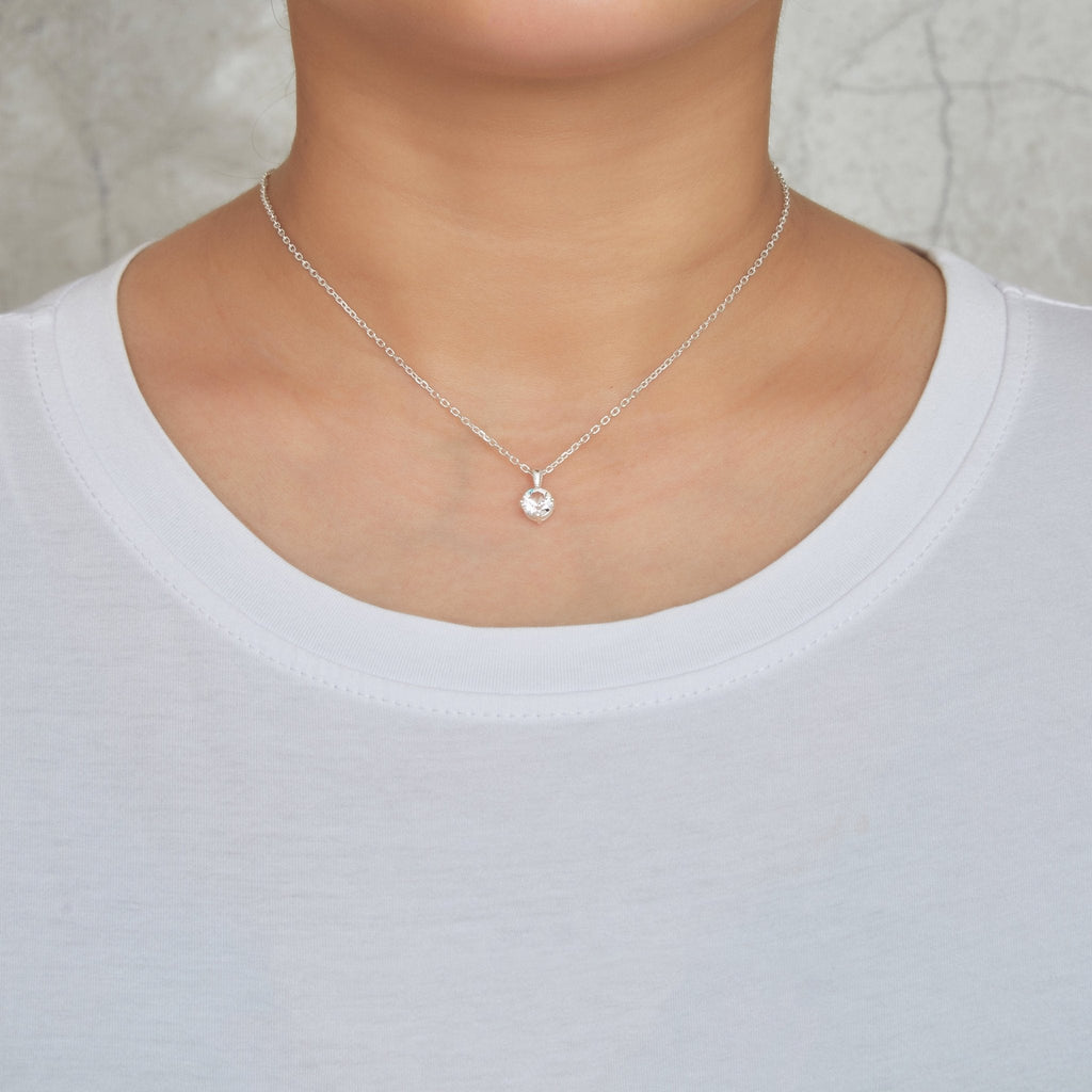 Sterling Silver April (Diamond) Birthstone Necklace & Earrings Set Created with Zircondia® Crystals