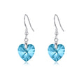 Sterling Silver Aquamarine Heart Earrings Created with Zircondia® Crystals