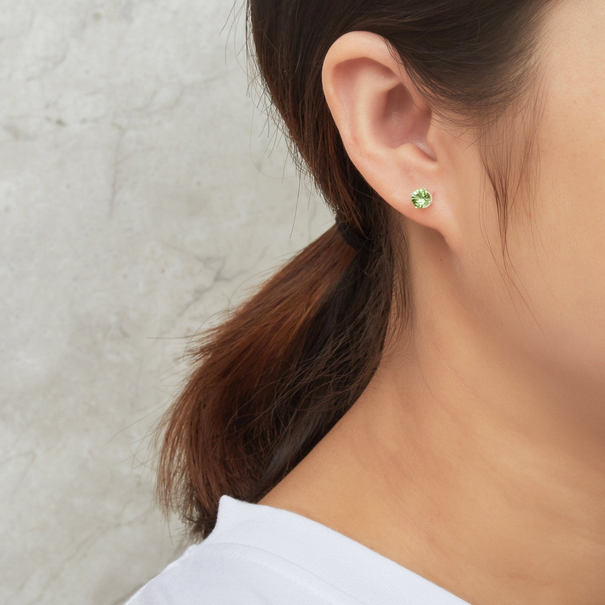 Sterling Silver August (Peridot) Birthstone Necklace & Earrings Set Created with Zircondia® Crystals