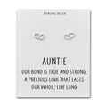 Sterling Silver Auntie Quote Heart Link Earrings