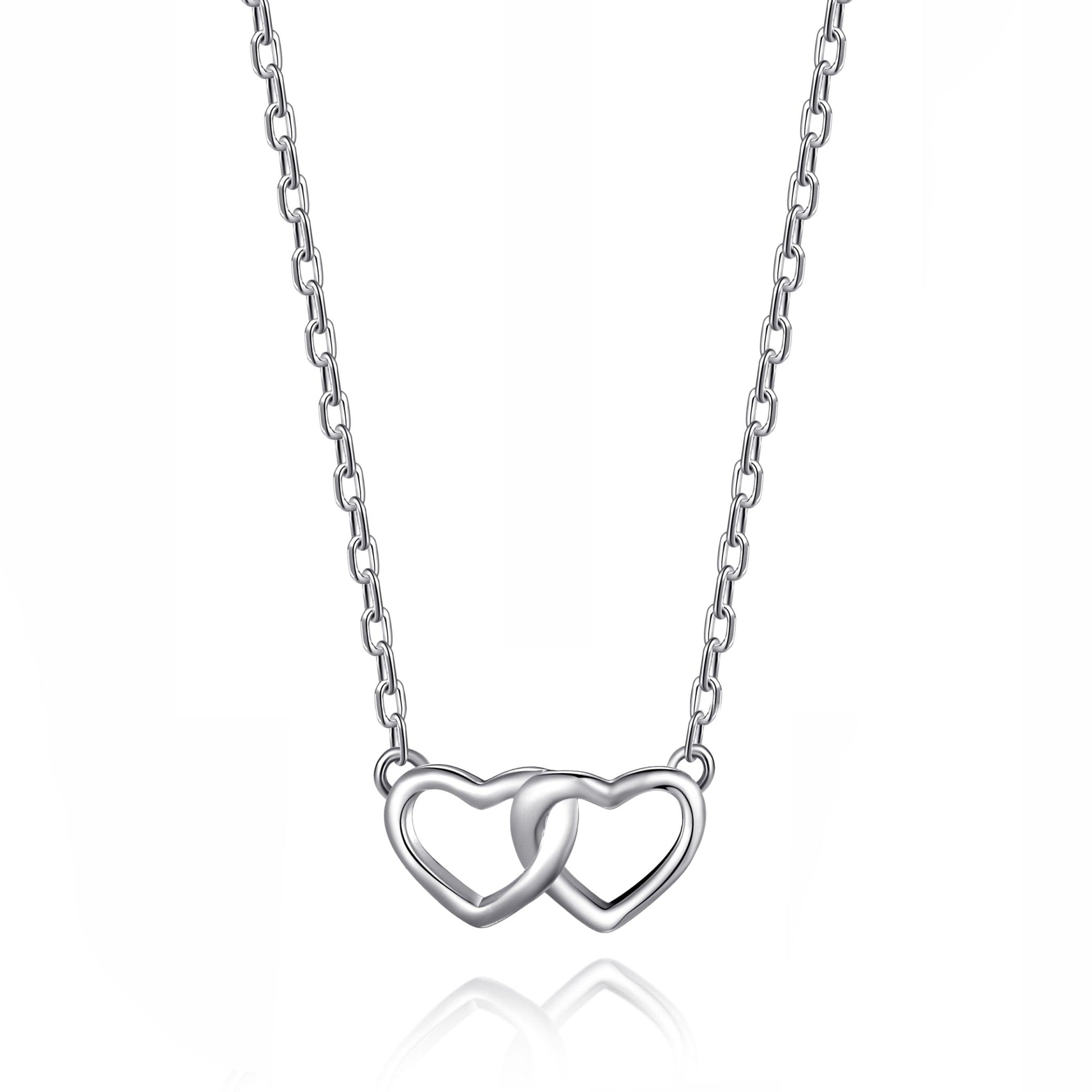 Sterling Silver Sister Heart Link Necklace with Quote Card