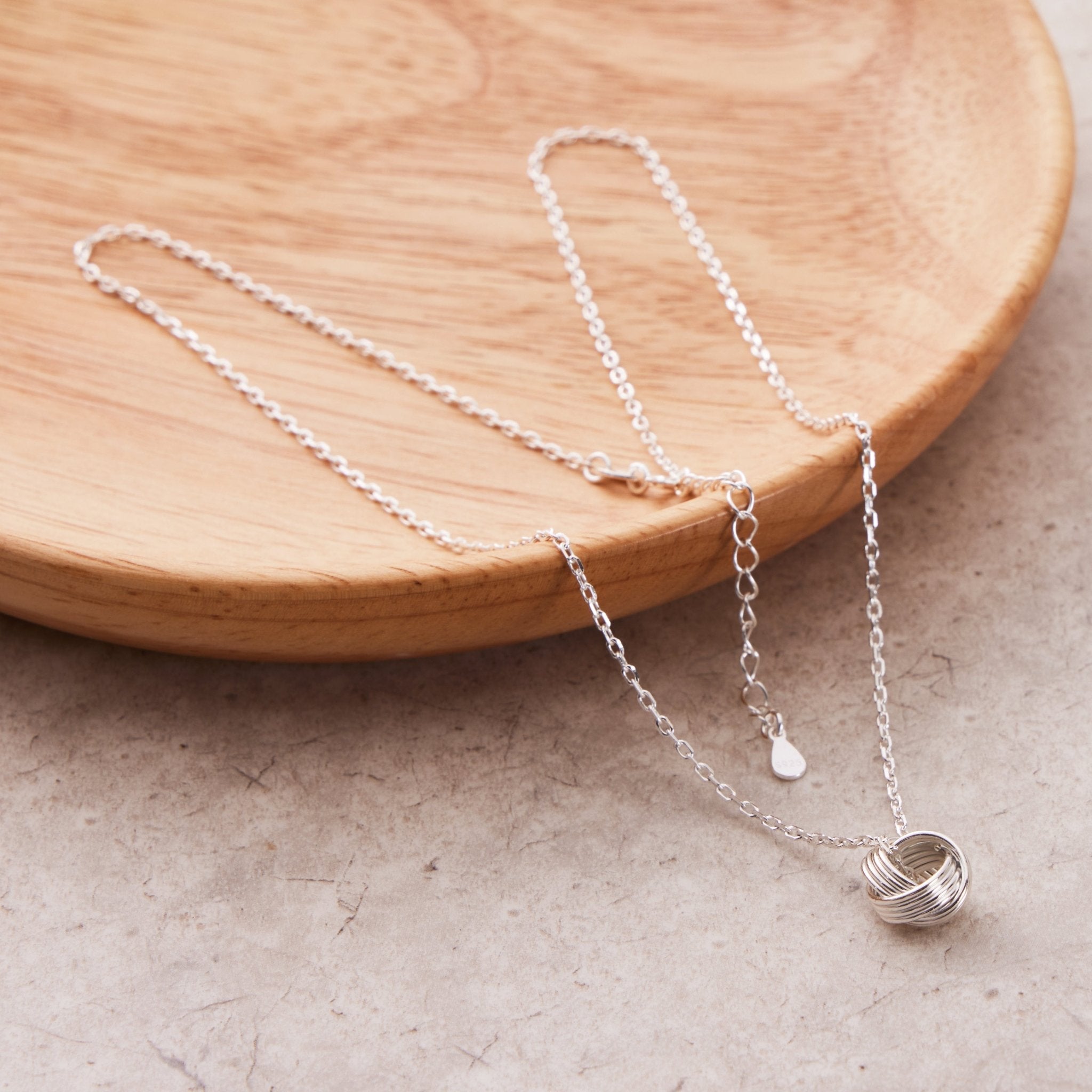 Sterling Silver Friendship Quote Knot Necklace