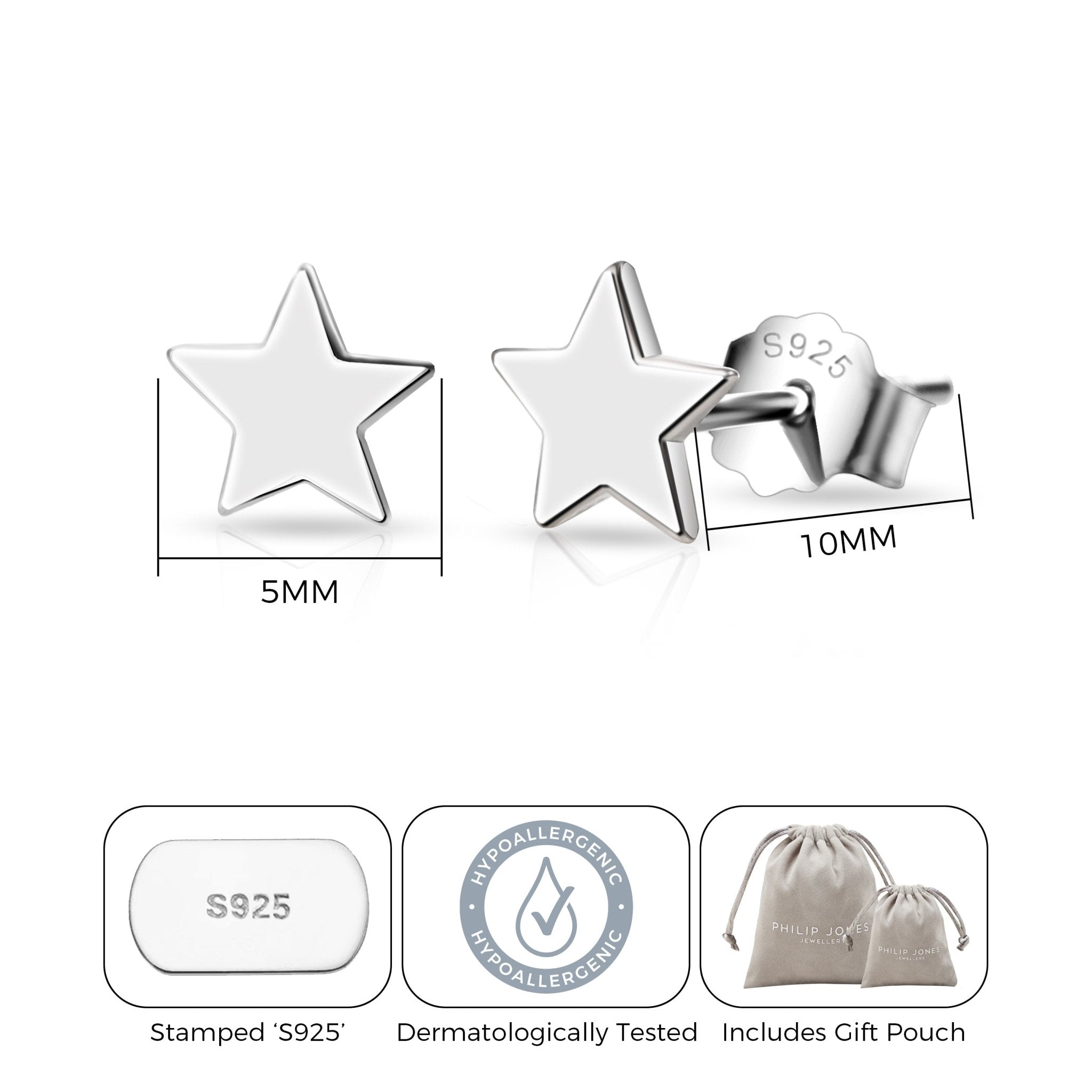 Sterling Silver Daughter Quote Star Earrings