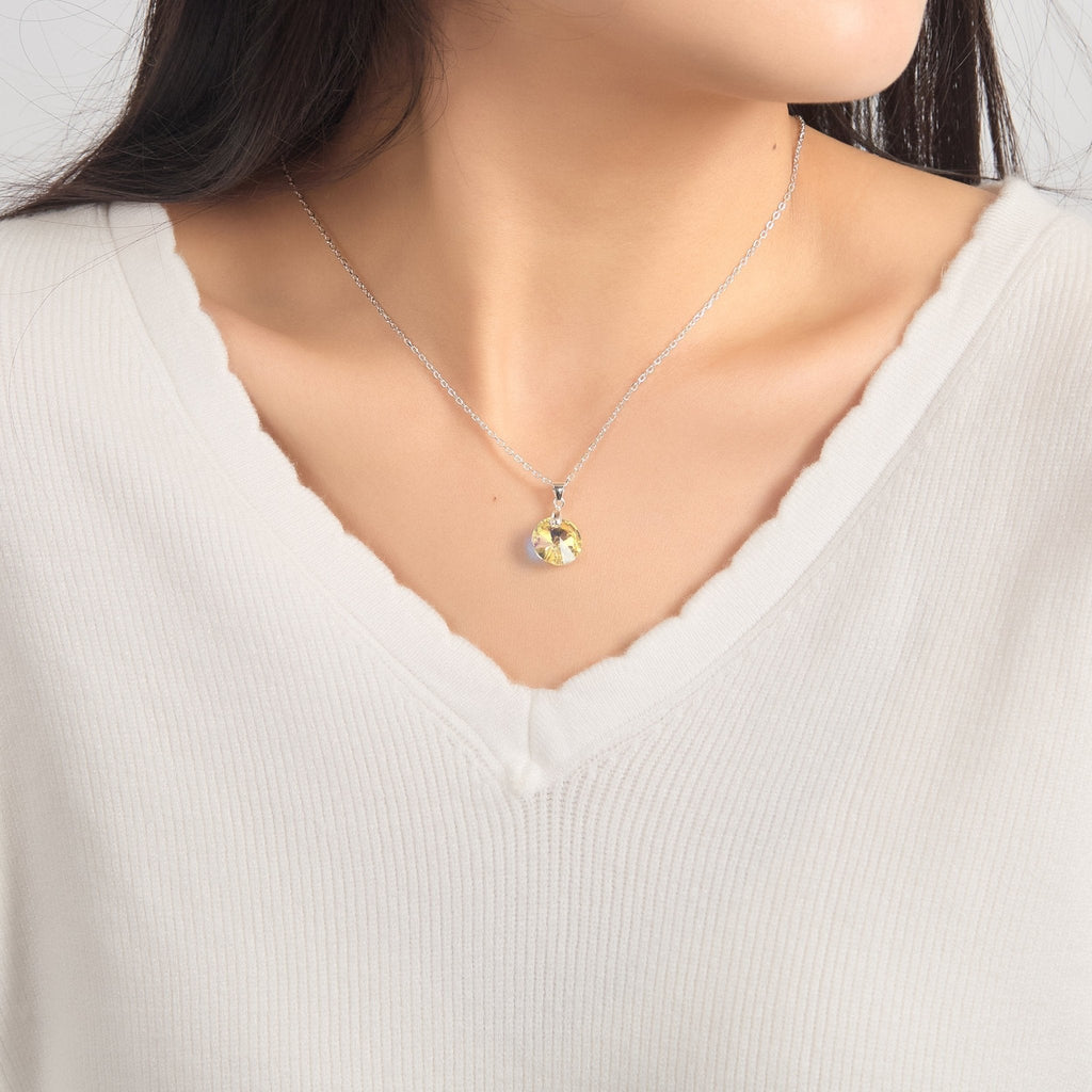 Sterling Silver Aurora Borealis Necklace Created with Zircondia® Crystals