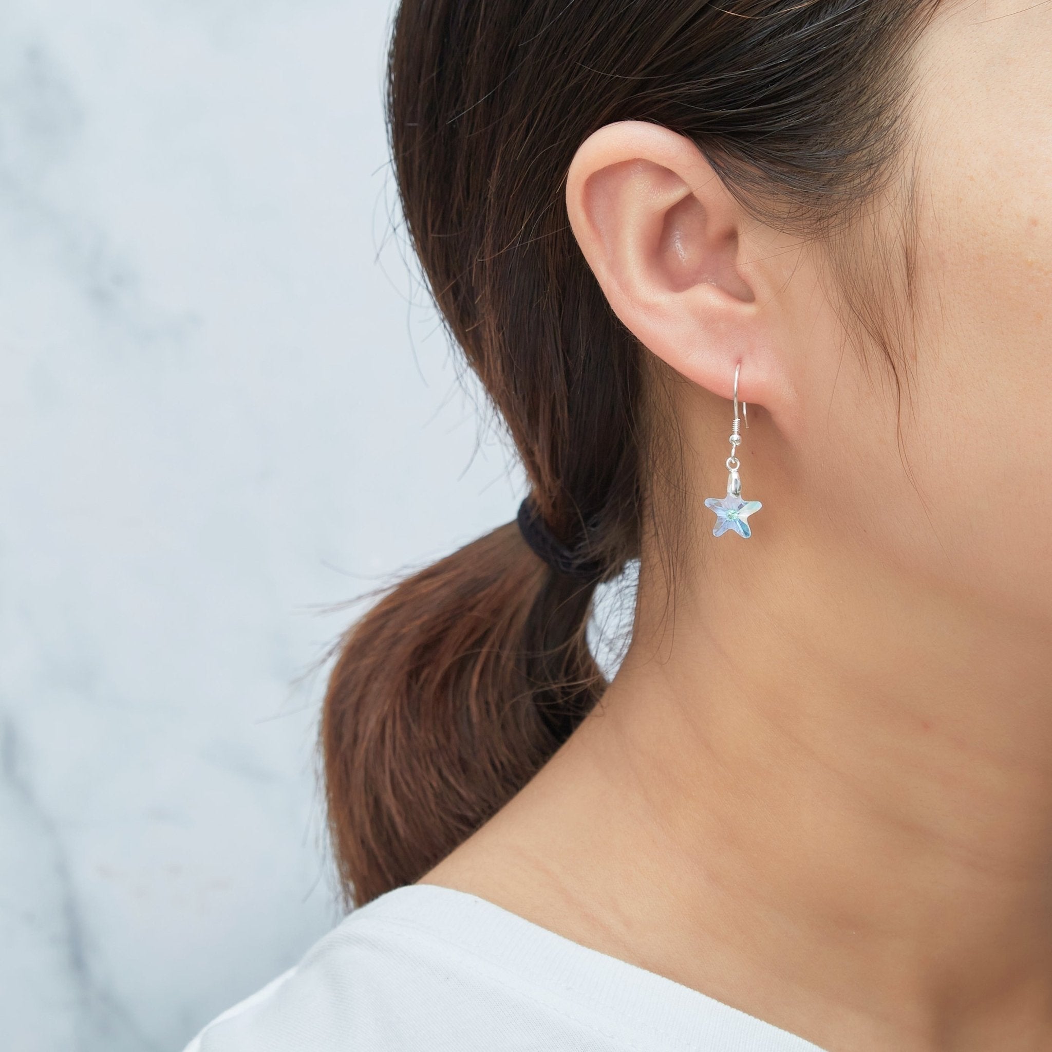 Sterling Silver Aurora Borealis Star Earrings Created with Zircondia® Crystals