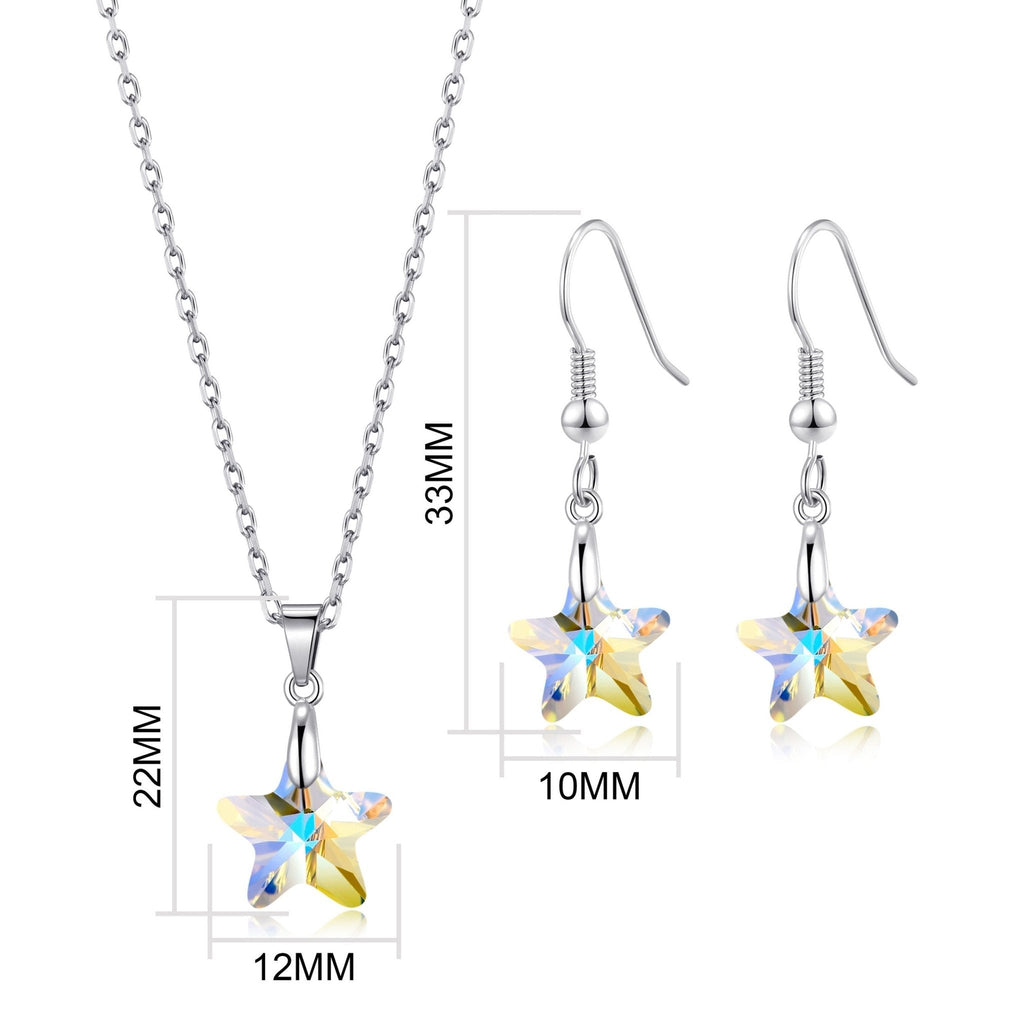 Sterling Silver Aurora Borealis Star Set Created with Zircondia® Crystals