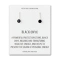 Sterling Silver Black Onyx Gemstone Drop Earrings with Quote Card