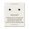 Sterling Silver Black Onyx Gemstone Earrings with Quote Card
