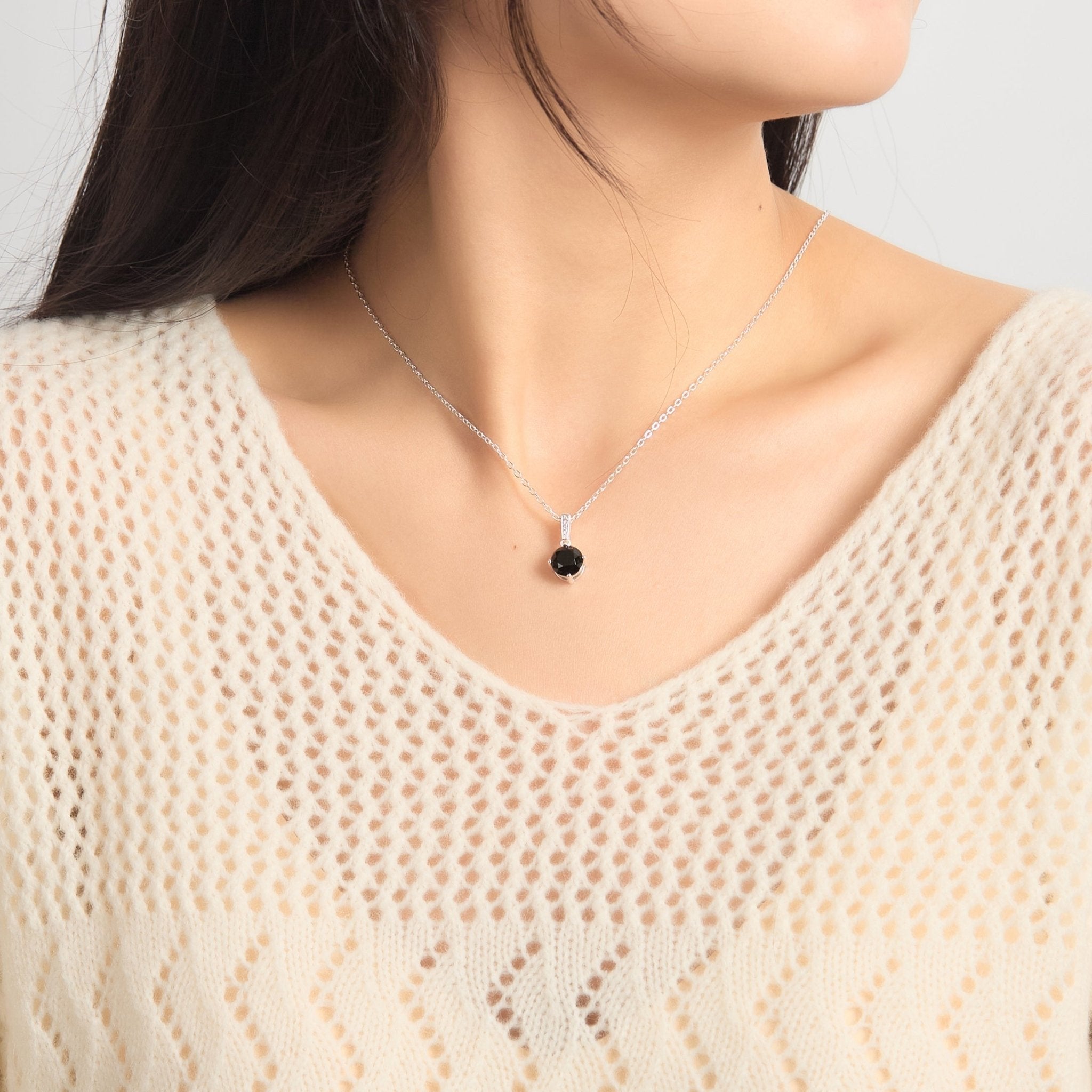 Sterling Silver Black Onyx Gemstone Necklace