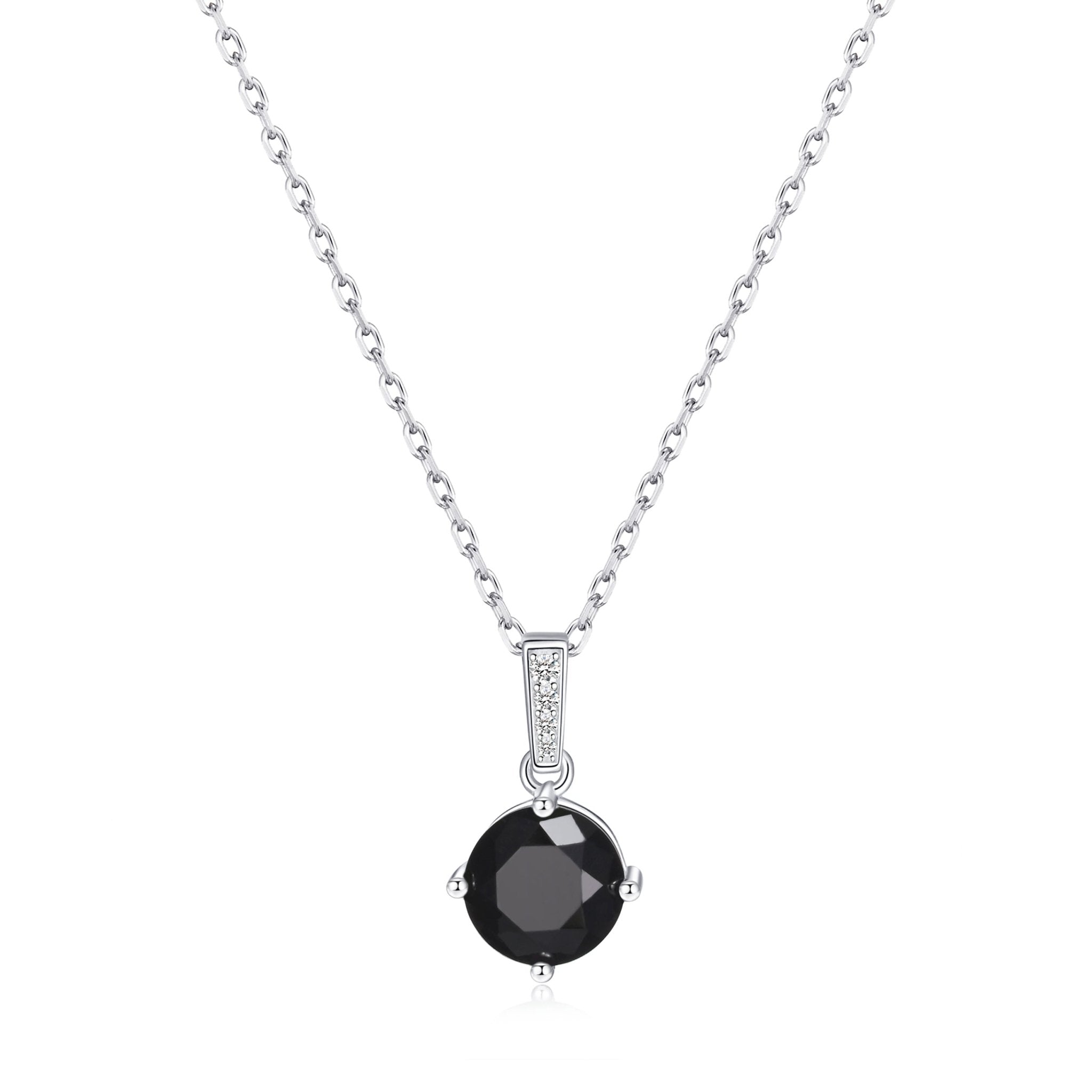 Sterling Silver Black Onyx Gemstone Necklace with Quote Card