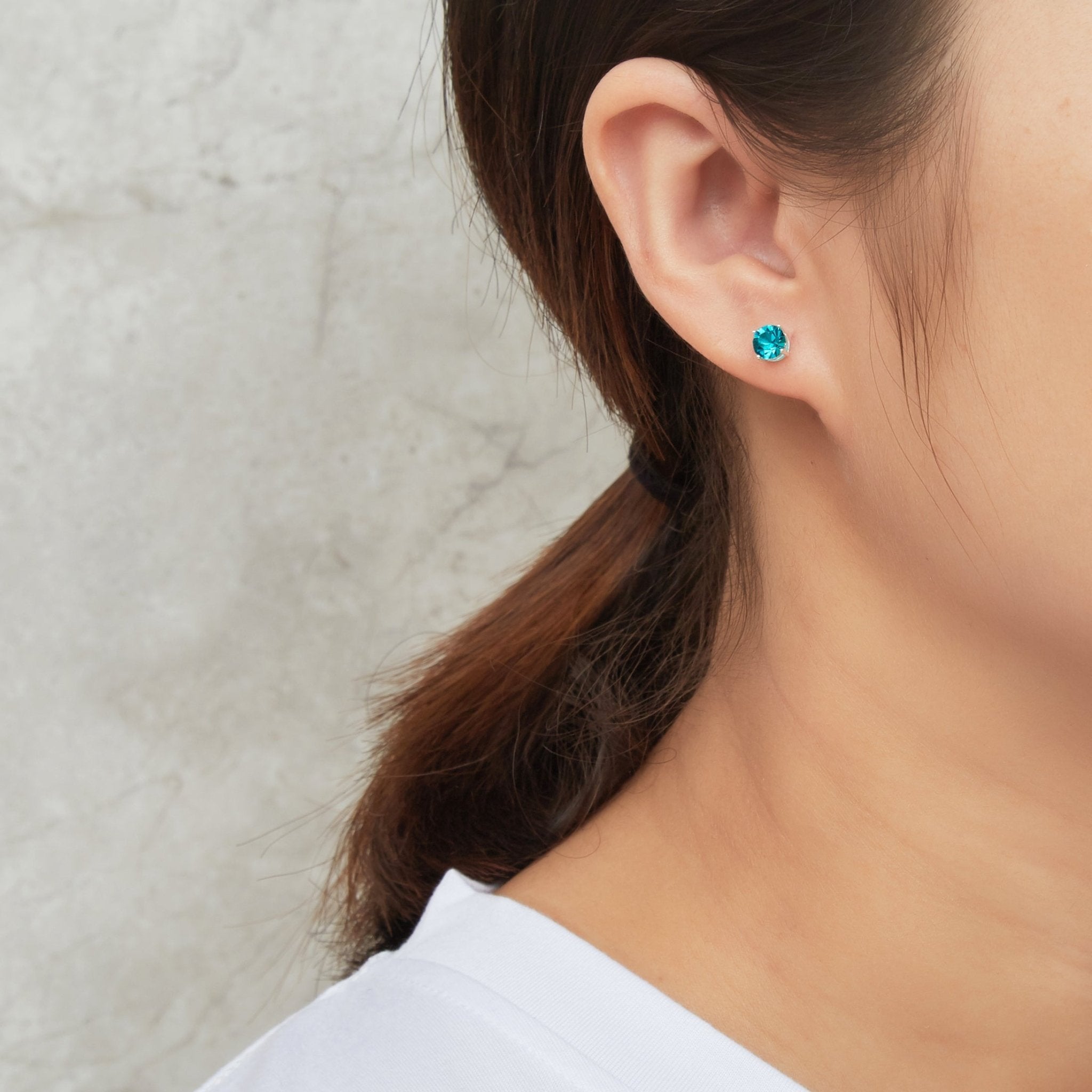 Sterling Silver Blue Earrings Created with Zircondia® Crystals