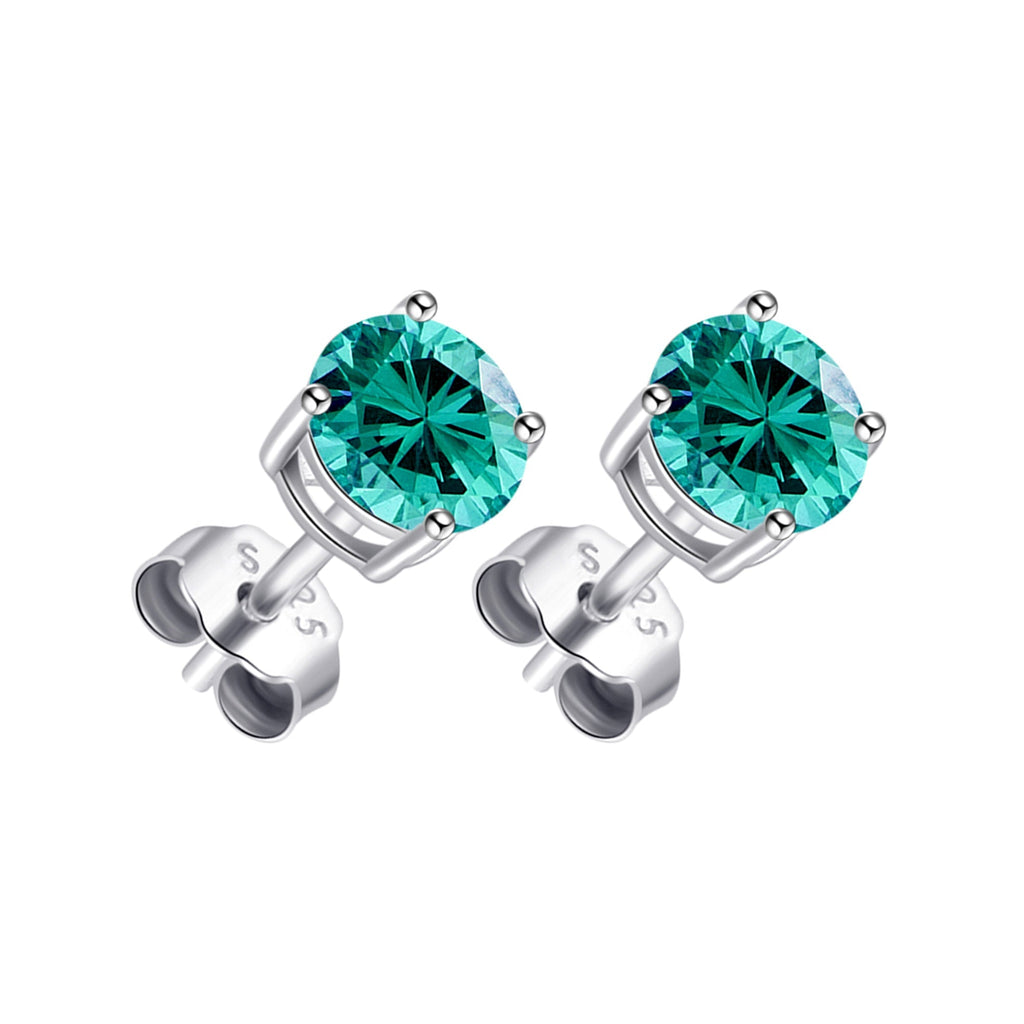 Sterling Silver Blue Earrings Created with Zircondia® Crystals