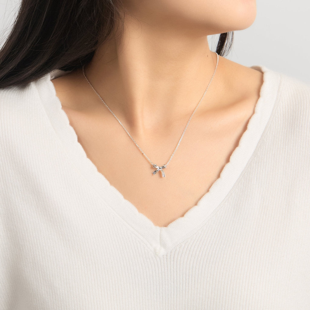 Sterling Silver Bow Necklace