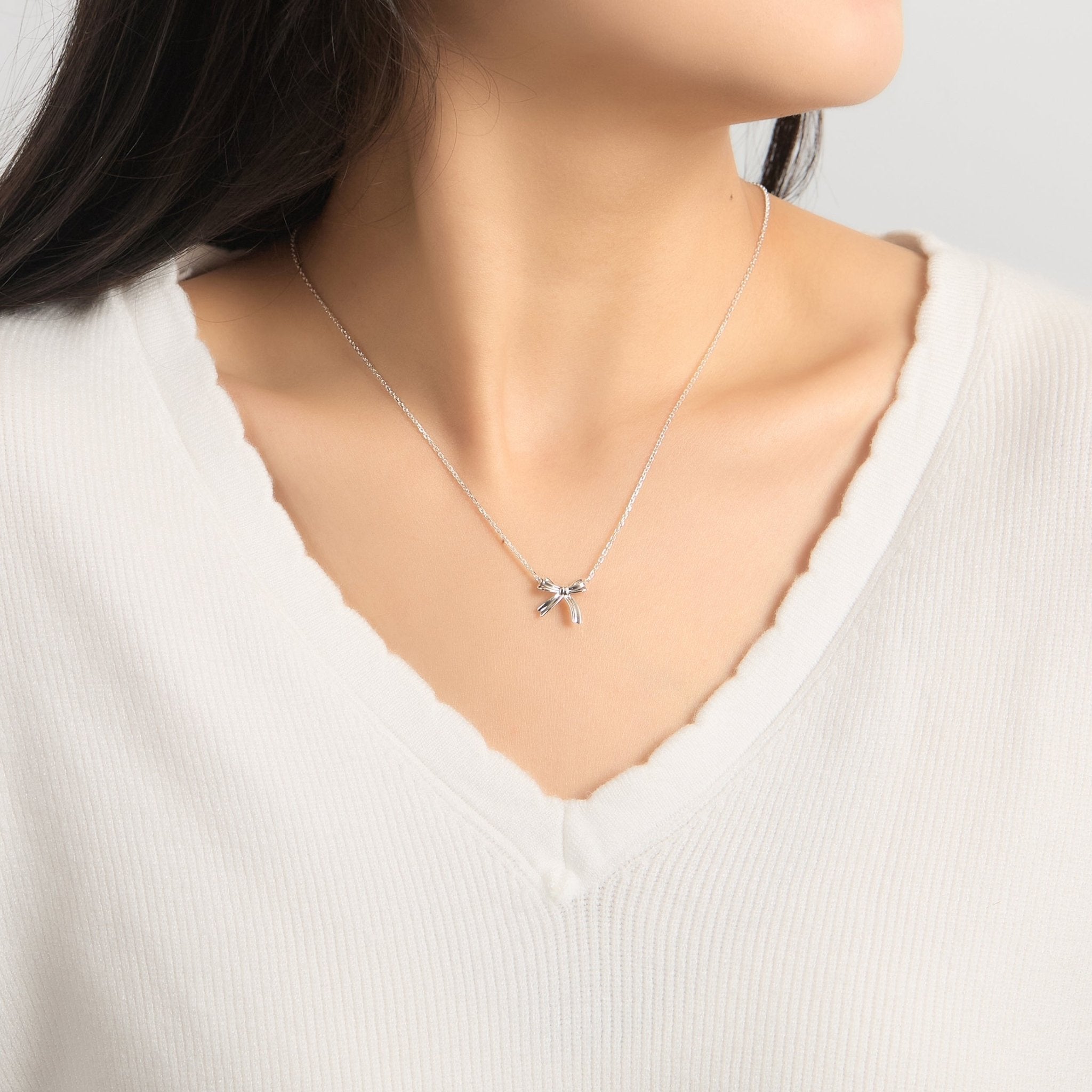 Sterling Silver Bow Necklace