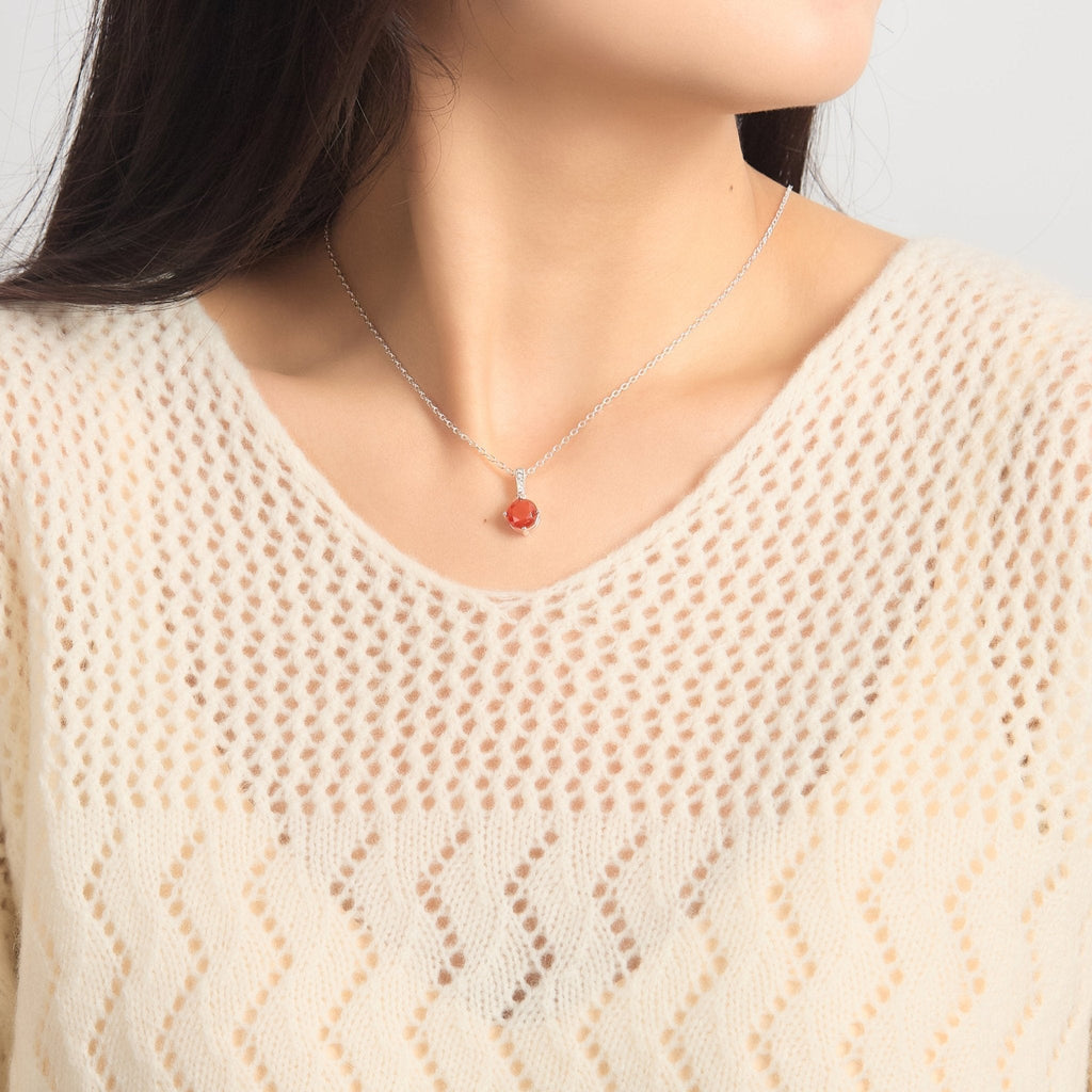 Sterling Silver Carnelian Gemstone Necklace