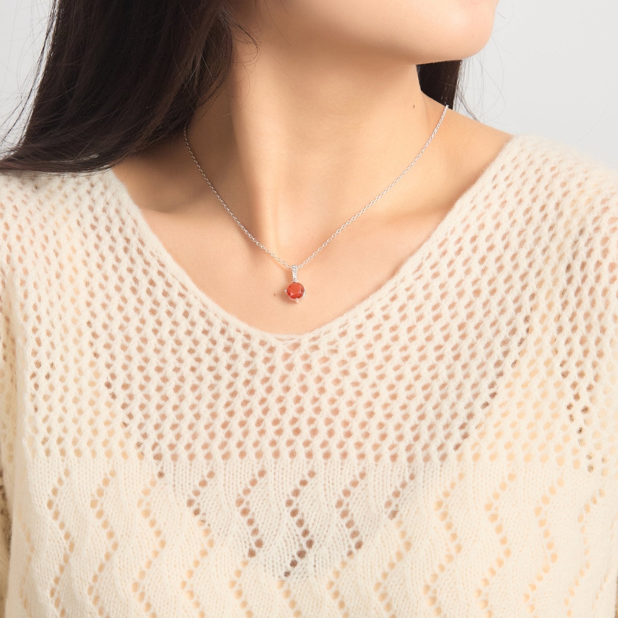 Sterling Silver Carnelian Gemstone Necklace