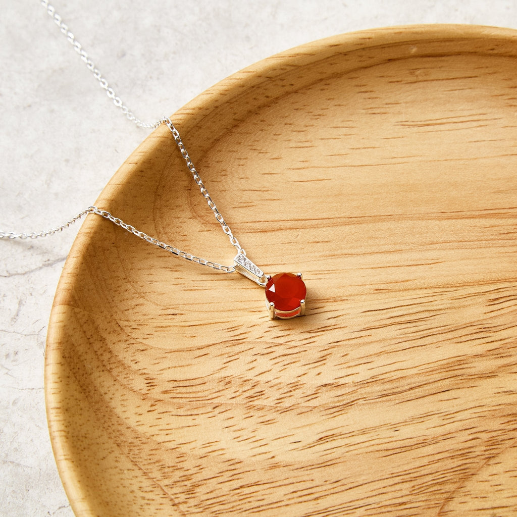 Sterling Silver Carnelian Gemstone Necklace with Quote Card