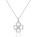 Sterling Silver Clover Necklace Created with Zircondia® Crystals